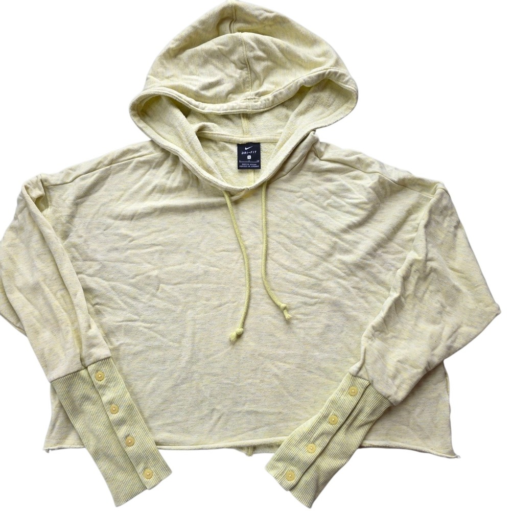 Nike Sweater Womens Adult Small Yellow Crop‎ Hoodie Pullover Sweatshirt #1182